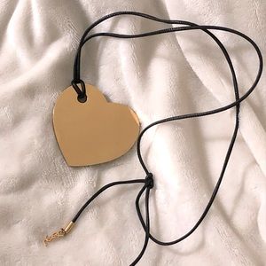 Yves Saint Laurent Leather Heart Statement Necklace Pendant
